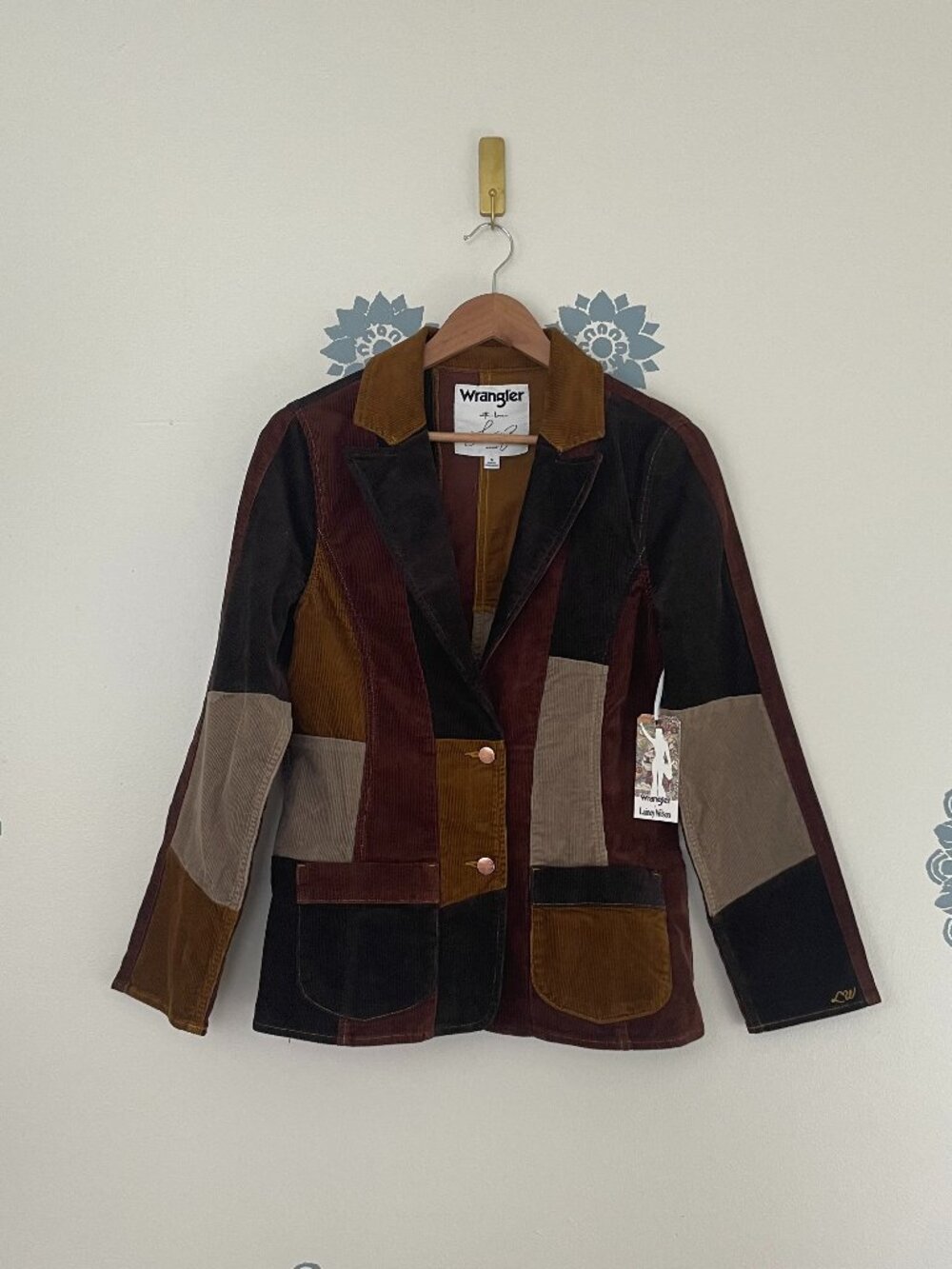 Wrangler x Lainey Wilson Brown Corduroy Patchwork Blazer Size Small